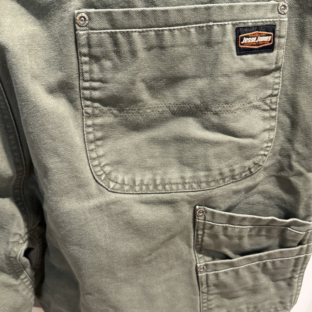 Lot Of 2 Jesse James Workwear SZ 40 Carpenter Shorts Washed Duck Canvas Grn&Tan - Picture 9 of 11